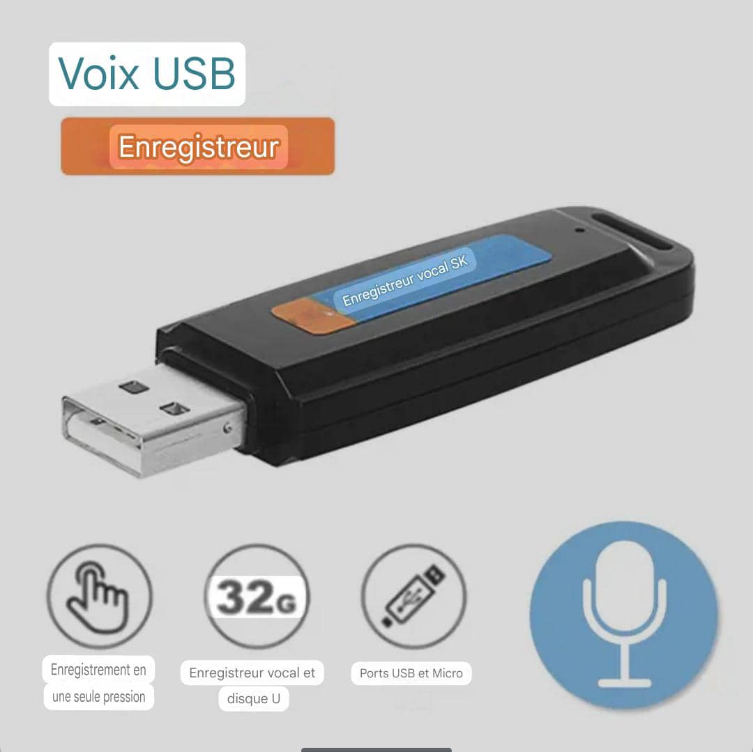 Enregistreur vocal USB 32 Go multifonction