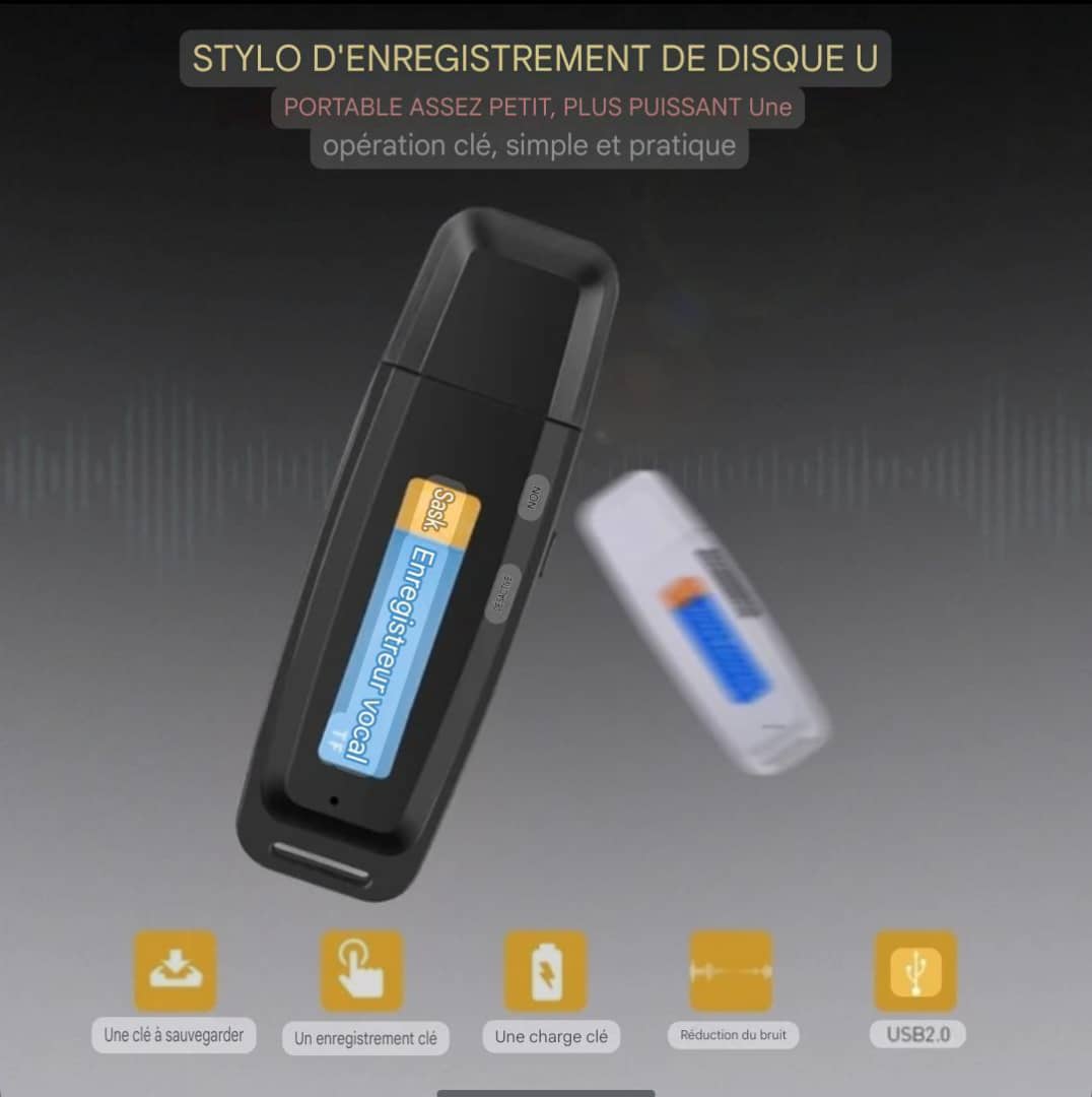 Enregistreur vocal USB 32 Go multifonction